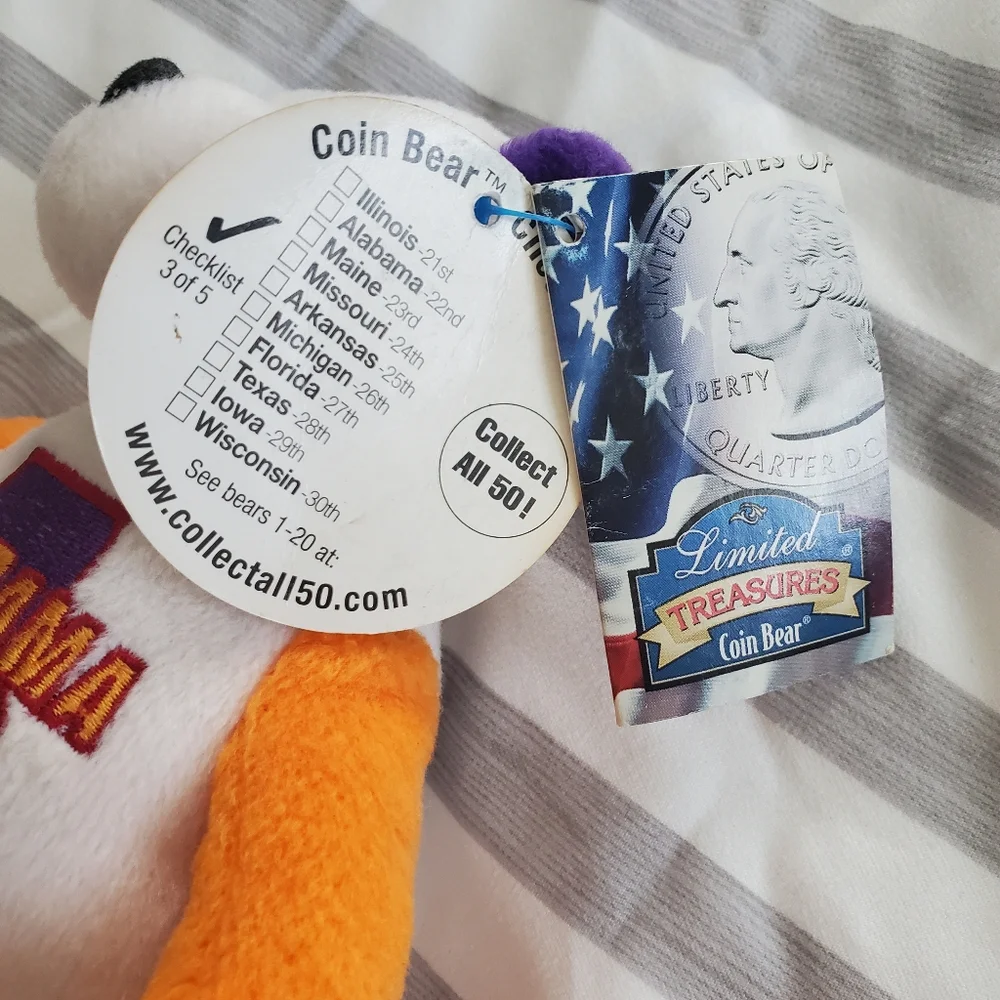 Coin‎ Bears, Limited Treasures Coin Bear, Alabama NWT 50 States of America